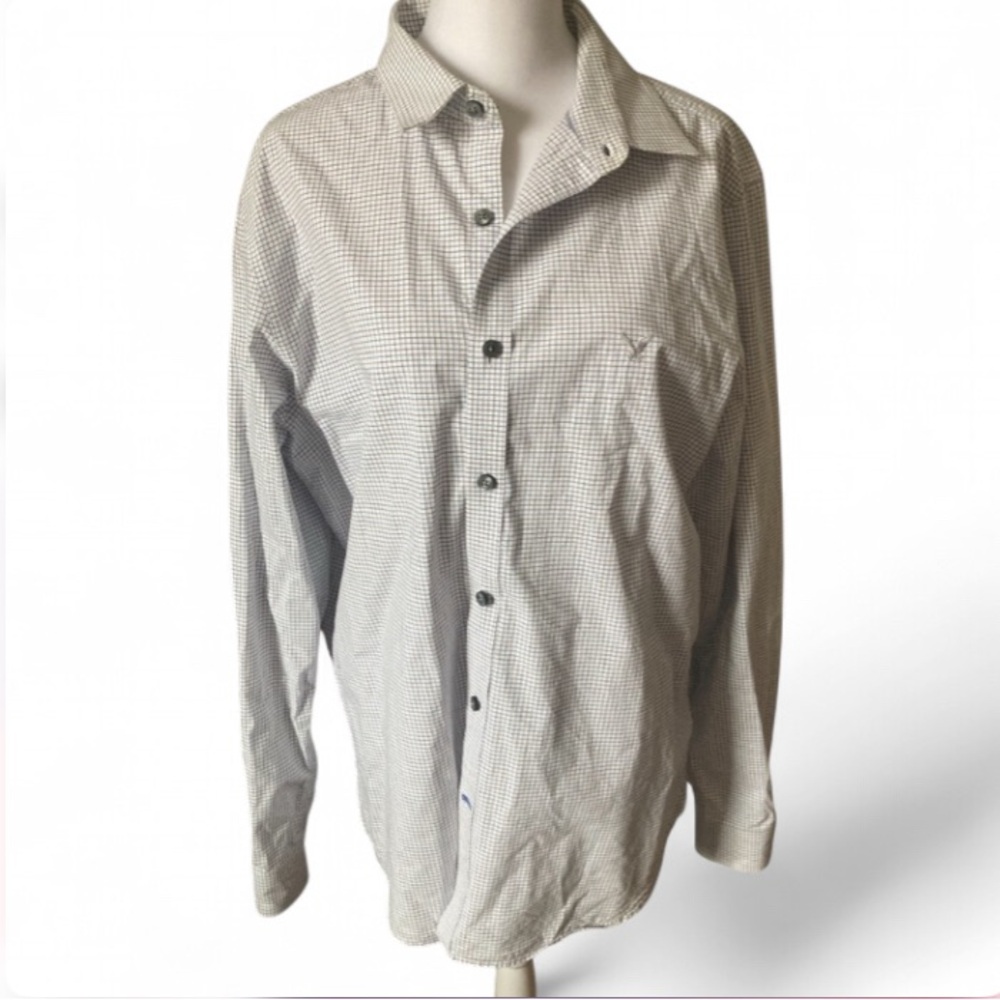 American Eagle Men’s Checkered Slim Fit Button Down Dress Shirt size Large